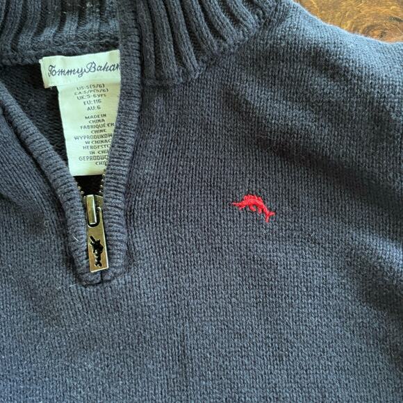 Tommy Bahama Boys Small 5/6 Pullover Quarter Zip Sweater Navy Blue - Picture 7 of 7